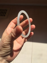 Load image into Gallery viewer, 58mm Certified 100% Natural icy watery white gray pink slim nephrite jade bangle HN135-9191