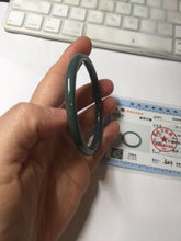 Load image into Gallery viewer, 55.3mm Certified Type A 100% Natural dark green/blue/gray Guatemala slim round cut Jadeite bangle PH135-4297