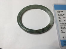 Load image into Gallery viewer, 52mm Certified Type A 100% Natural white Oily Dark Green Gray Black Oval Jadeite Jade Bangle PC219-6219