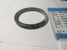 Load image into Gallery viewer, 52mm Certified Type A 100% Natural white Oily Dark Green Gray Black Oval Jadeite Jade Bangle PC219-6219