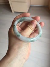Load image into Gallery viewer, 54.5mm Certified 100% natural Type A light purple with green floating flowers jadeite jade bangle BN14-7084