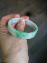 Load image into Gallery viewer, 52.5mm Certified type A 100% Natural sunny green/purple/white square Jadeite Jade bangle AT87-4715