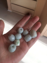 Load image into Gallery viewer, type A 100% Natural white/light green olive shape Jadeite Jade LuluTong (Every road is smooth) bead pendant BK107