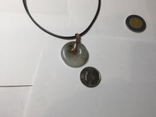 Load image into Gallery viewer, 23.8mm Type A 100% Natural icy watery dark green/clear Seaweed Forest Jadeite Safety Guardian Button donuts pendant PF44