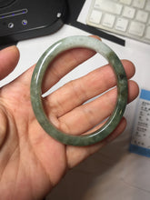 Load image into Gallery viewer, 52mm Certified Type A 100% Natural white Oily Dark Green Gray Black Oval Jadeite Jade Bangle PC219-6219
