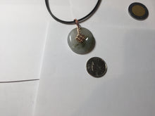 Load image into Gallery viewer, 23.8mm Type A 100% Natural icy watery dark green/clear Seaweed Forest Jadeite Safety Guardian Button donuts pendant PF44