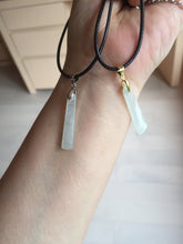 Load image into Gallery viewer, 100% Natural type A icy watery light green white narrow rectangle Jadeite Jade safe and sound pendant group BS139 Add on item