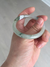 Load image into Gallery viewer, 52mm certified type A 100% Natural green/white with floating flowers slim oval jadeite jade bangle BP26-2670