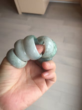 Load image into Gallery viewer, 100% natural type A light green white purple broad jadeite jade band ring thumb ring Pb53
