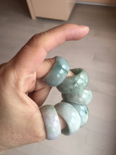 Load image into Gallery viewer, 100% natural type A light green white purple broad jadeite jade band ring thumb ring Pb53