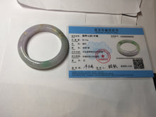 Load image into Gallery viewer, 53.3mm 100% Natural type A sunny green purple brown gray white carved flowers and golden-painted Jadeite Jade bangle BG231-5035