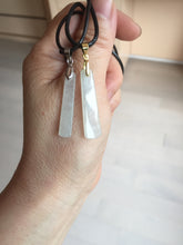 Load image into Gallery viewer, 100% Natural type A icy watery light green white narrow rectangle Jadeite Jade safe and sound pendant group BS139 Add on item