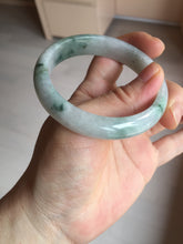 Load image into Gallery viewer, 54.5mm Certified 100% natural Type A light purple with green floating flowers jadeite jade bangle BN14-7084