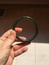 Load image into Gallery viewer, 62.8mm certified 100% Natural dark green/black meteorite round cut nephrite bangle HN131-0595