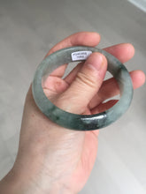 Load image into Gallery viewer, 53.7mm certificated Type A 100% Natural dark green gray black Jadeite Jade bangle S87-7052