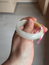 Load image into Gallery viewer, 47.5mm certified 100% natural Type A icy watery light green yellow white oval jadeite jade bangle PC18-6668