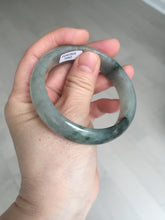 Load image into Gallery viewer, 53.7mm certificated Type A 100% Natural dark green gray black Jadeite Jade bangle S87-7052
