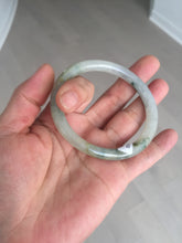 Load image into Gallery viewer, 52mm certified type A 100% Natural green/white with floating flowers slim oval jadeite jade bangle BP26-2670