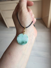 Load image into Gallery viewer, 22-23.5mm Type A 100% Natural sunny green light green purple with green floating flowers Jadeite Jade Safety Guardian round Pendant group BS143