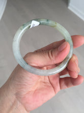 Load image into Gallery viewer, 52mm certified type A 100% Natural green/white with floating flowers slim oval jadeite jade bangle BP26-2670