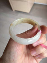 Load image into Gallery viewer, 47.5mm certified 100% natural Type A icy watery light green yellow white oval jadeite jade bangle PC18-6668