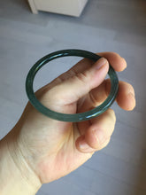 Load image into Gallery viewer, 60mm Certified Type A 100% Natural light green/blue/gray Guatemala slim round cut Jadeite bangle PJ79