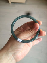 Load image into Gallery viewer, 57mm Certified Type A 100% Natural dark green/blue/gray round cut Guatemala Jadeite jade bangle BG41-2460