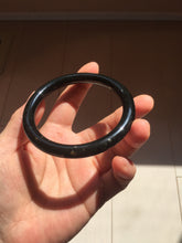 Load image into Gallery viewer, 58.4mm certified 100% Natural dark green/black meteorite round cut nephrite bangle HN134-0605