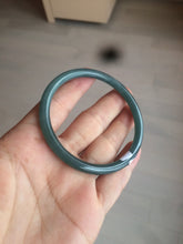Load image into Gallery viewer, 57mm Certified Type A 100% Natural dark green/blue/gray round cut Guatemala Jadeite jade bangle BG41-2460