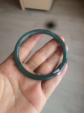 Load image into Gallery viewer, 57mm Certified Type A 100% Natural dark green/blue/gray round cut Guatemala Jadeite jade bangle BG41-2460