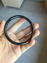 Load image into Gallery viewer, 58.1mm Certified Type A 100% Natural light black/gray/Guatemala slim round cut Jadeite bangle PJ78-0667