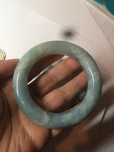 Load image into Gallery viewer, 52.8mm 100% natural blue/white Quartzite (Shetaicui jade) Blue sky and white clouds chubby round cut bangle SY27