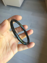 Load image into Gallery viewer, 58.1mm Certified Type A 100% Natural light black/gray/Guatemala slim round cut Jadeite bangle PJ78-0667