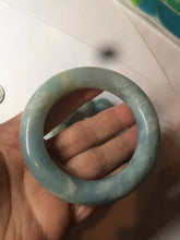 Load image into Gallery viewer, 52.8mm 100% natural blue/white Quartzite (Shetaicui jade) Blue sky and white clouds chubby round cut bangle SY27
