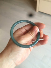 Load image into Gallery viewer, 57mm Certified Type A 100% Natural dark green/blue/gray round cut Guatemala Jadeite jade bangle BG41-2460