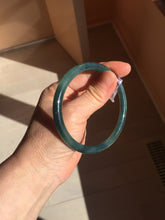 Load image into Gallery viewer, 60.5mm Certified Type A 100% Natural dark green blue gray black slim round cut Guatemala Jadeite bangle PC176-2056