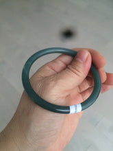 Load image into Gallery viewer, 57mm Certified Type A 100% Natural dark green/blue/gray round cut Guatemala Jadeite jade bangle BG41-2460