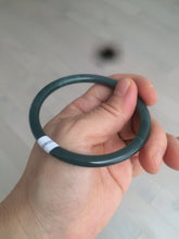 Load image into Gallery viewer, 57mm Certified Type A 100% Natural dark green/blue/gray round cut Guatemala Jadeite jade bangle BG41-2460