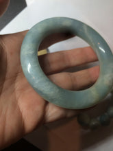 Load image into Gallery viewer, 52.8mm 100% natural blue/white Quartzite (Shetaicui jade) Blue sky and white clouds chubby round cut bangle SY27
