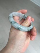 Load image into Gallery viewer, 54.9mm Certificated light green/purple with green floating flowers jadeite jade bangle S84-7072