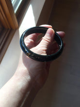Load image into Gallery viewer, 62.3mm 100% Natural dark green/black meteorite Stellar Night sky nephrite bangle HN28-7608
