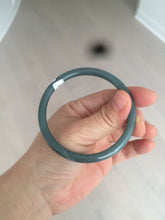 Load image into Gallery viewer, 57mm Certified Type A 100% Natural dark green/blue/gray round cut Guatemala Jadeite jade bangle BG41-2460