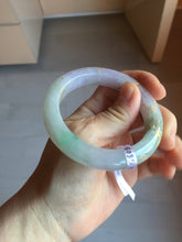 Load image into Gallery viewer, 53.3mm 100% Natural type A sunny green purple brown gray white carved flowers and golden-painted Jadeite Jade bangle BG231-5035