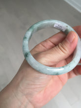Load image into Gallery viewer, 54.9mm Certificated light green/purple with green floating flowers jadeite jade bangle S84-7072
