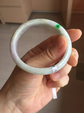 Load image into Gallery viewer, 52.2mm certified 100% natural type A white sunny green yellow purple(FU LU SHOU) oval jadeite bangle PH168-5800