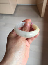 Load image into Gallery viewer, 47mm certified 100% natural Type A icy watery light green yellow white oval jadeite jade bangle PC17-6671