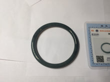 Load image into Gallery viewer, 55.4mm Certified Type A 100% Natural dark green/blue/gray Guatemala slim round cut Jadeite bangle PH139-4309