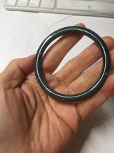 Load image into Gallery viewer, 55.4mm Certified Type A 100% Natural dark green/blue/gray Guatemala slim round cut Jadeite bangle PH139-4309