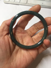 Load image into Gallery viewer, 55.4mm Certified Type A 100% Natural dark green/blue/gray Guatemala slim round cut Jadeite bangle PH139-4309
