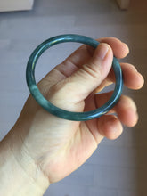 Load image into Gallery viewer, 58.5mm Certified Type A 100% Natural light black/green/gray/purple Guatemala slim round cut Jadeite bangle PJ77-0655